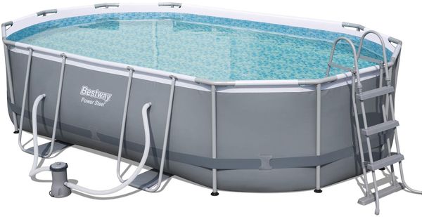 Bestway Frame Pool 56448 Komplett-Set 488 x 305 x 107cm oval