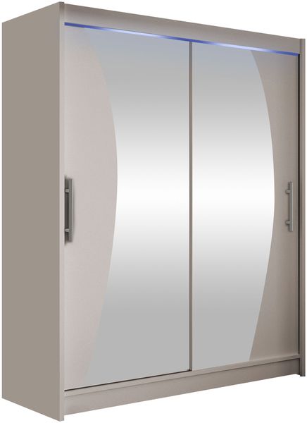 Kleiderschrank Westa X, mit RGB LED Beleuchtung, Farbe: Cashmere / Spiegel