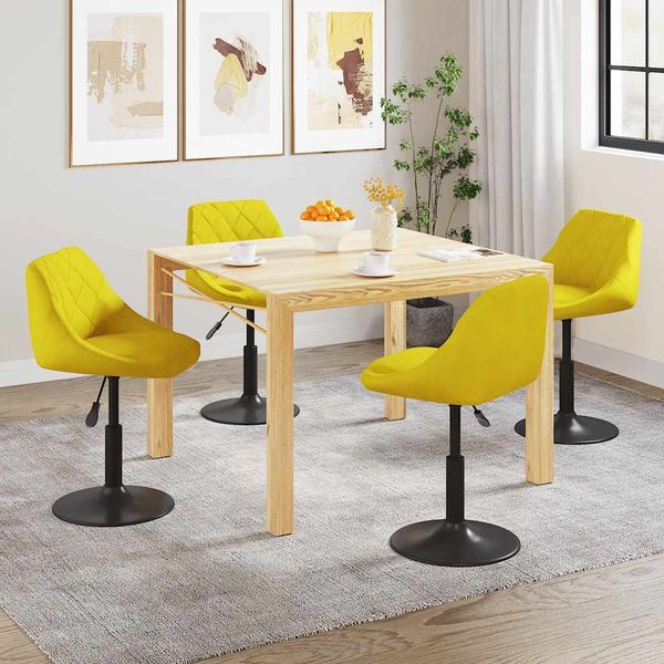 vidaXL Esszimmerstühle 4 Stk. Drehbar Senfgelb Samt 3088798