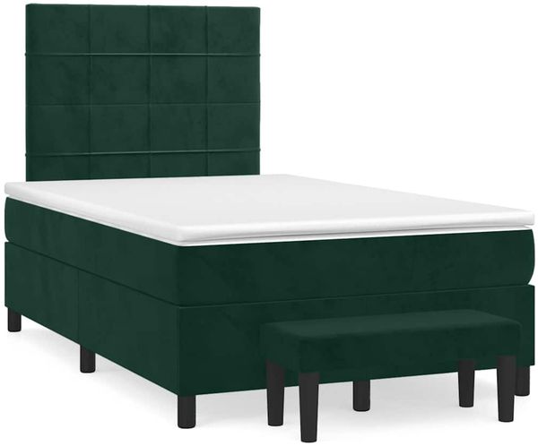 vidaXL Boxspringbett mit Matratze Dunkelgrün 120x190 cm Samt 3270472
