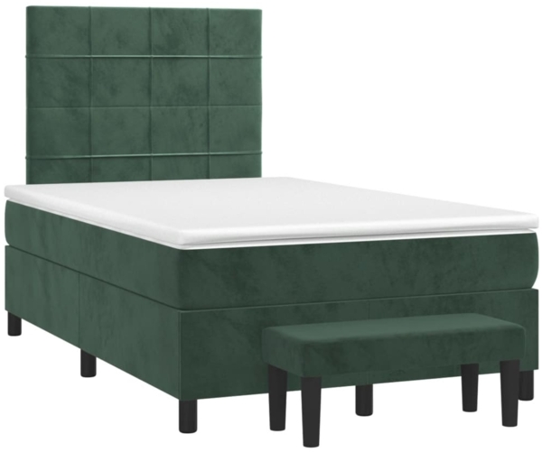 vidaXL Boxspringbett mit Matratze Dunkelgrün 120x190 cm Samt 3270472