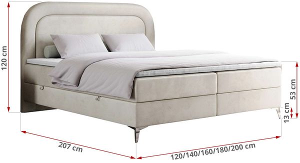 Boxspringbett, Schlafzimmerbett, Bettkasten - EIRA -160 x 200 cm - Beige Velvet - H4 Bild 5