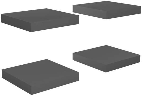 vidaXL Schweberegale 4 Stk. Hochglanz-Grau 23x23,5x3,8 cm MDF 323783