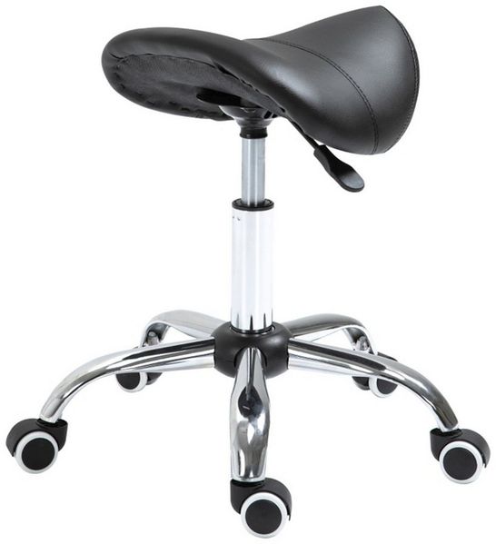 MC Star Drehstuhl attelhocker Arbeitshocker höhenverstellbar gepolstert in Schwarz (ideal für Kosmetik & Büro)