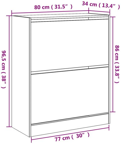 vidaXL Schuhschrank Weiß 80x34x96,5 cm Holzwerkstoff 839966 Bild 9