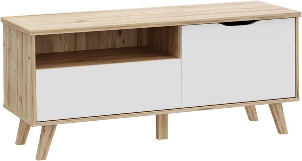 FORTE Lowboard Vankka TV-Bank, TV-Board (B/H/T 124,4/54,3/41,7 cm), TV-Teil, ca. 125 cm breit, viel Stauraum, Echtholzbeine