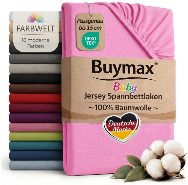 Buymax Spannbettlaken Babybett Kinderbett 60x120 cm 70x140 cm, Jersey 100% Baumwolle, Gummizug: Rundumgummi, (1 Stück), bis 15 cm Matratzenhöhe, weich, atmungsaktiv, hautfreundlich
