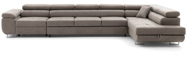 Muffo Ecksofa WILD XXL, mit Bettkasten, Hohe Metallfüße, verstellbare Kopfstützen, Liegefläche 125x240