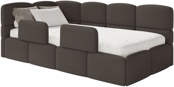 Selsey 'Cloudy' Kinderbett 120 cm, Bettkasten, 2x Rausfallschutz, Chenille, links, Braun