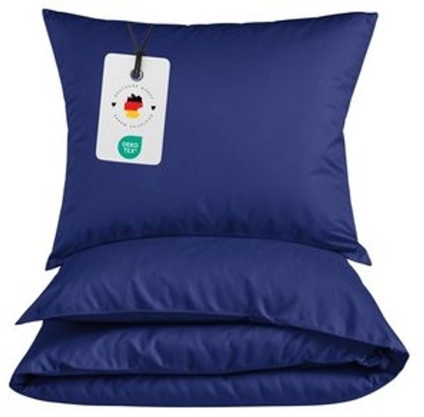 Carpe Sonno Bettwäsche Leichte Renforce Bettwäsche 135x200 155x220 Baumwolle Einfarbig Uni, Renforcé, 2 teilig, Uni Bettbezug 135x200 Dunkelblau - Extra Leicht & Oeko-Tex Bild 6