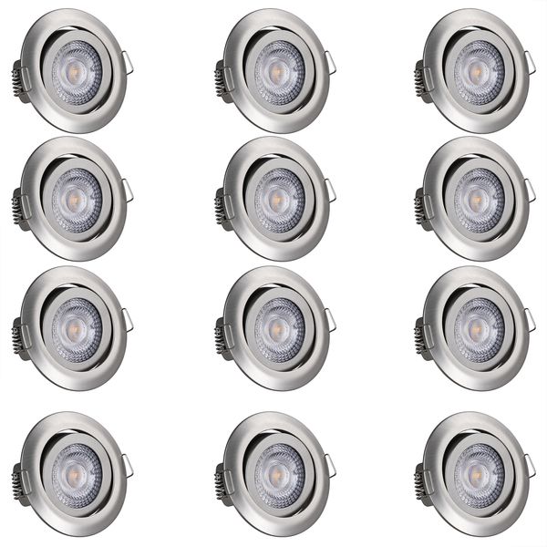 Monzana Einbauleuchte 12er Set schwenkbar und dimmbar Stil Nickel