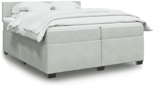 vidaXL Boxspringbett mit Matratze Hellgrau 200x200 cm Samt 3286396