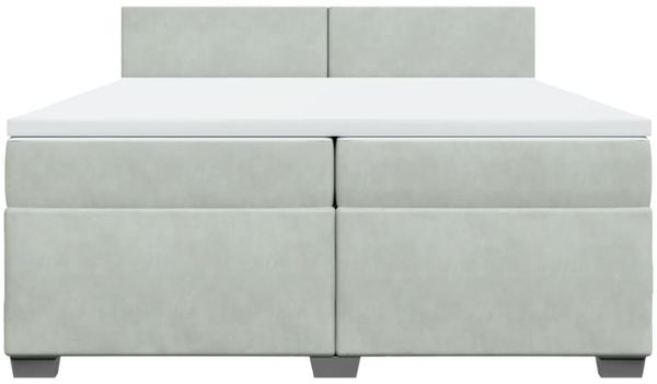 vidaXL Boxspringbett mit Matratze Hellgrau 200x200 cm Samt 3286396 Bild 4