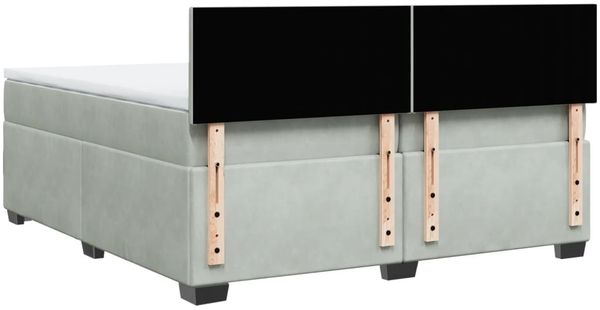 vidaXL Boxspringbett mit Matratze Hellgrau 200x200 cm Samt 3286396 Bild 10