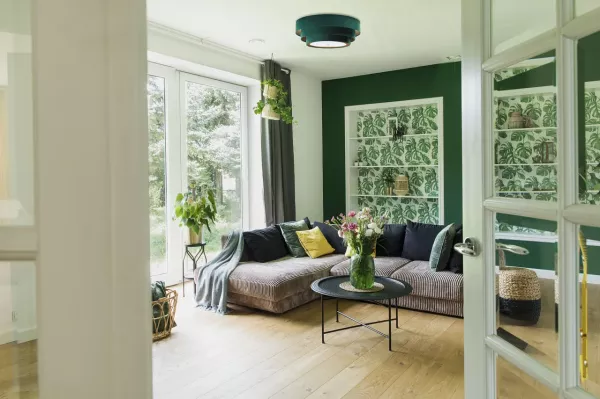 BPS Koncept 050-2EP-003 Deckenleuchte TRINITY 2xE27 60W Velours auf PVC-Kunststoff grün, weiß H:23cm Ø60cm dimmbar