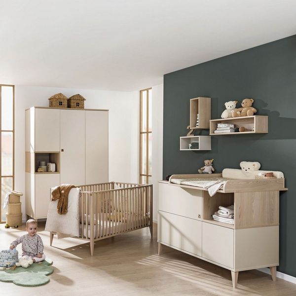 PAIDI Kleiderschrank MILA & BEN Steiff by PAIDI in Beige, 4 Türen mit Push-to-open inkl. Kleiderstangen und Einlegeböden, Massivholz-Füße, Soft-Close