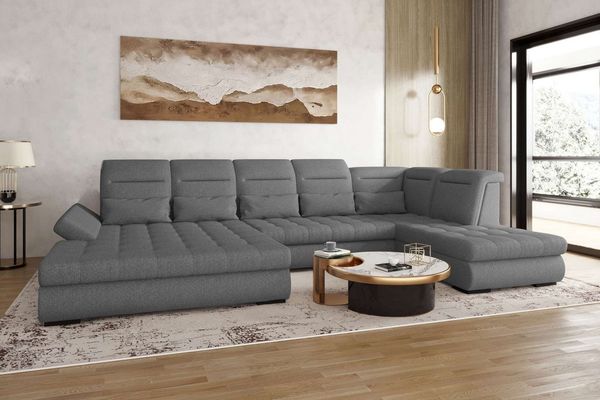 99rooms Toscana Wohnlandschaft Strukturstoff NEVE Anthrazit Links mit Schlaffunktion Lieferung Wohnung