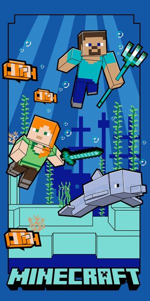 Minecraft Under Water Strandtuch 70 x 140 cm Polyester Badetuch