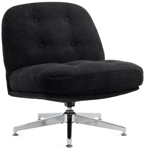 IWMH Bürostuhl Dick Schreibtischstuhl Ohne Rollen, Cordstoff Drehstuhl ohne Armlehnen (Lesesessel mit 15cm dickem Sitzkissen), Gepolsterter Stuhl für Schlafzimmer Wohnzimmer Schminktisch Bild 4