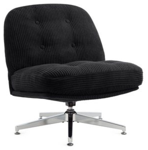 IWMH Bürostuhl Dick Schreibtischstuhl Ohne Rollen, Cordstoff Drehstuhl ohne Armlehnen (Lesesessel mit 15cm dickem Sitzkissen), Gepolsterter Stuhl für Schlafzimmer Wohnzimmer Schminktisch Bild 6