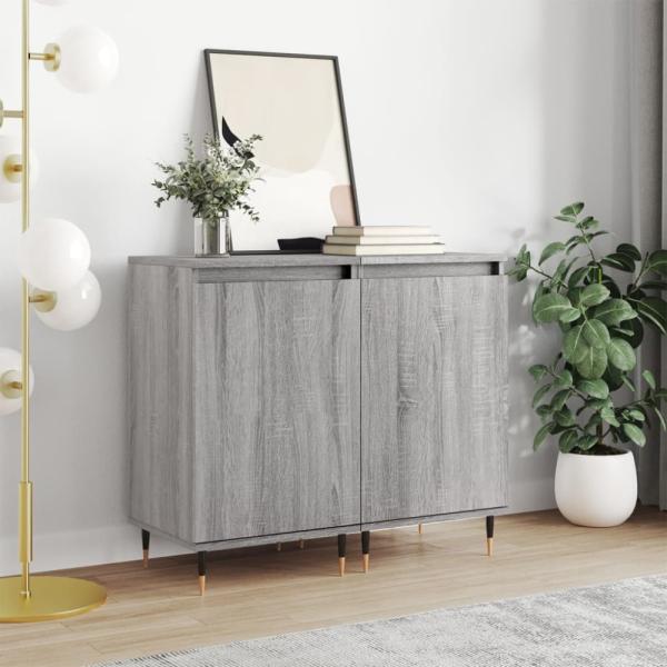 vidaXL Sideboards 2 Stk. Grau Sonoma 40x35x70 cm Holzwerkstoff 831049