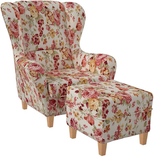 Supellex Sofia Ohrensessel mit Hocker | Design Pfingstrose