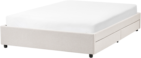 Bett mit Schubladen ohne Kopfteil Stoff PRADES 140 x 200 cm Hellbeige Bild 4