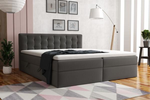 Boxspringbett Schlafzimmerbett DIAGO 140x200cm Stoff Fresh Anthrazit