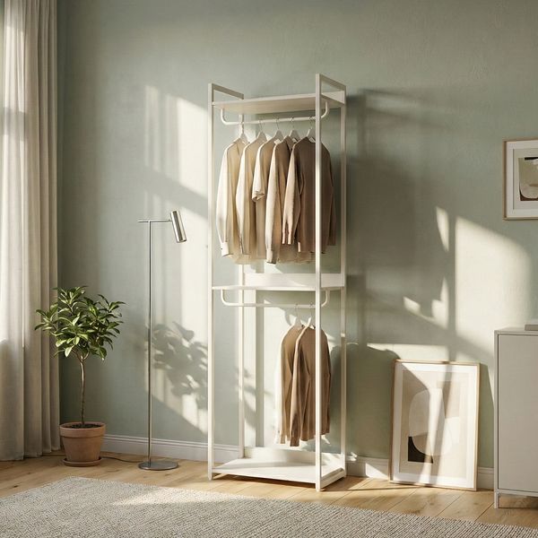 Standgarderobe Jässaatka mit 3 Ablagen 200 x 61 x 40 cm Grau [en. casa]