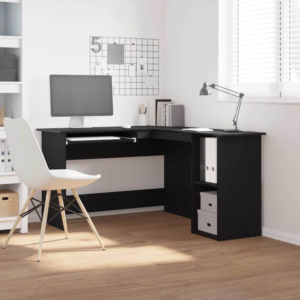 vidaXL Eck-Schreibtisch Schwarz Eichen-Optik 120 x 140 x 75 cm 862450