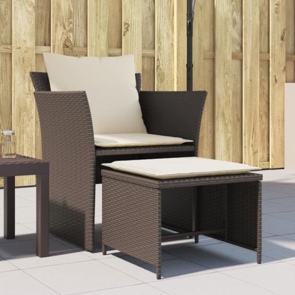 vidaXL Gartenstuhl mit Fußhocker Braun Poly Rattan 368617