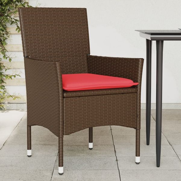 vidaXL Gartenstühle mit Kissen 2 Stk. Braun Poly Rattan 368116