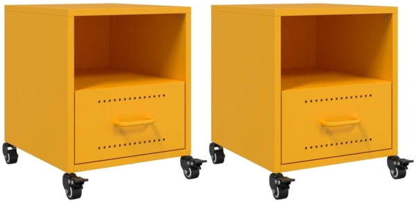 vidaXL Nachttische 2 Stk. Senfgelb 36x39x43,5 cm Stahl 846711