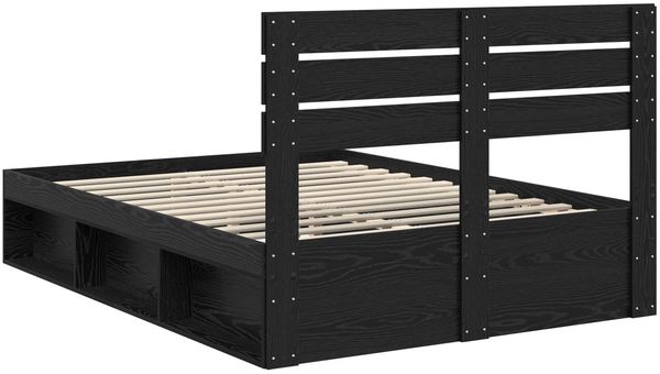 vidaXL Bettrahmen Schwarz 160 x 200 cm Massives Kiefernholz 3411392 Bild 9