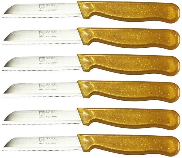 Visaggio Obstmesser Solingen Allzweckmesser Schälmesser Gemüsemesser Küchenmesser, Wellenschliff Solingen Messer, Flitter Optik, Edelstahl (rostfrei)