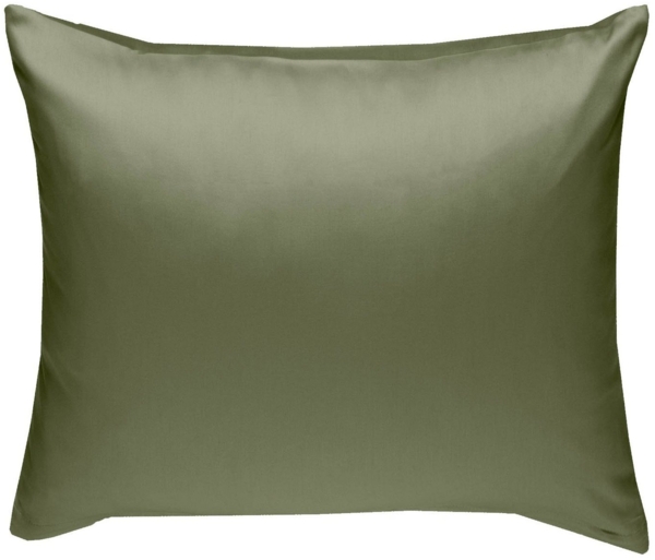 Bettwaesche-mit-Stil Mako-Satin / Baumwollsatin Bettwäsche uni / einfarbig dunkelgrün Kissenbezug 40x40 cm Bild 5