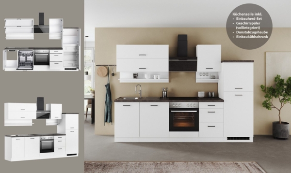 KOCHSTATION Küchenzeile KS-Frieda Breite 280 cm, wahlweise mit E-Geräten, mit 38mm starker Arbeitsplatte Bild 3