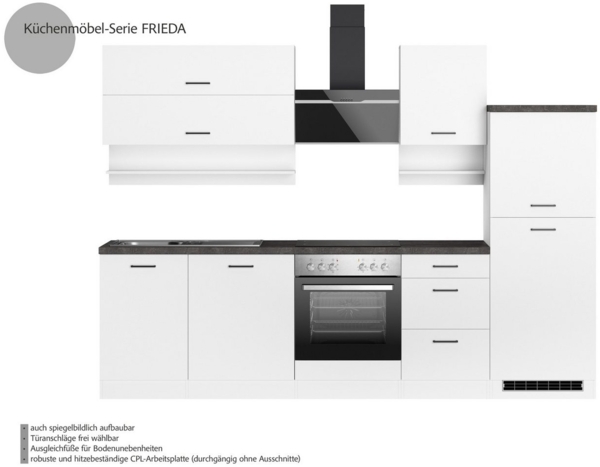 KOCHSTATION Küchenzeile KS-Frieda Breite 280 cm, wahlweise mit E-Geräten, mit 38mm starker Arbeitsplatte Bild 2