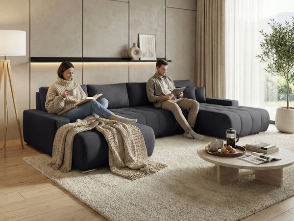 Beautysofa Ecksofa DRACO U mit Schlaffunktion & Bettkasten, U-Form Schlafsofa mit freistehend und DL-Mechanismus, Liegefläche: 140x290 cm