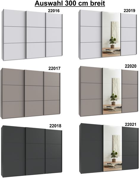 Schwebetürenschrank Kleiderschrank 3-türig 300 cm modern Vollausstatt. Sandgrau Bild 9