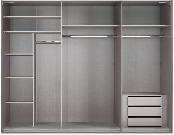 Schwebetürenschrank Kleiderschrank 3-türig 300 cm modern Vollausstatt. Sandgrau Bild 2
