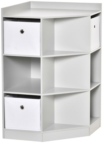 Kinderregal aus MDF mit 9 Fächern & 3 Stoffschubladen, 57,4 x 57,4 x 94 cm, Grau