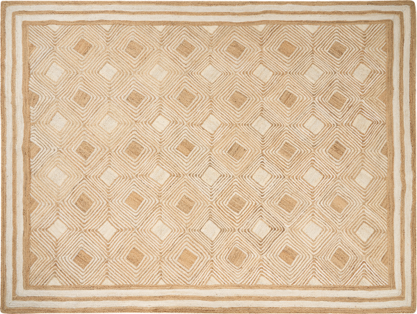 Teppich Jute beige 300 x 400 cm geometrisches Muster Kurzflor MENGEN