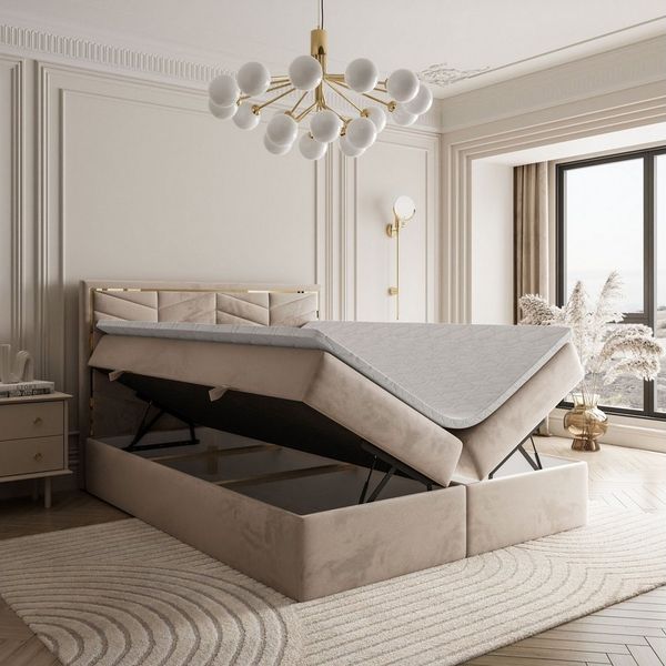 Lookway Boxspringbett AURORA mit Bettkasten und Topper (Bett mit topper)