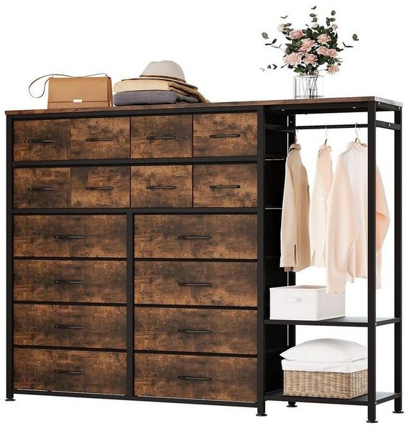 GarveeMore Kommode 16 Schublade Aufbewahrung Regal Eisen Rahmen Schublade Organizer