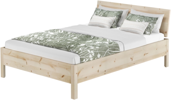 Metallfreies Doppelbett Holzbett Zirbe massiv 140x200 mit wählbarem Zubehör V-60.95-14ohne Zubehör