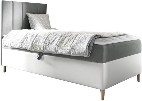 Boxspringbett Chapeni 'Junior 1' grau 100 x 200 cm Rechts