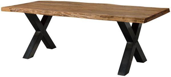 Baumtisch Sheesham 220x100x77 natur gebeizt / X-Beine anthrazit glänzend FREEFORM 5 Bild 9