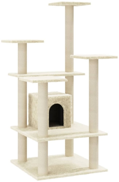 vidaXL Kratzbaum mit Sisal-Kratzsäulen Creme 110 cm 171479