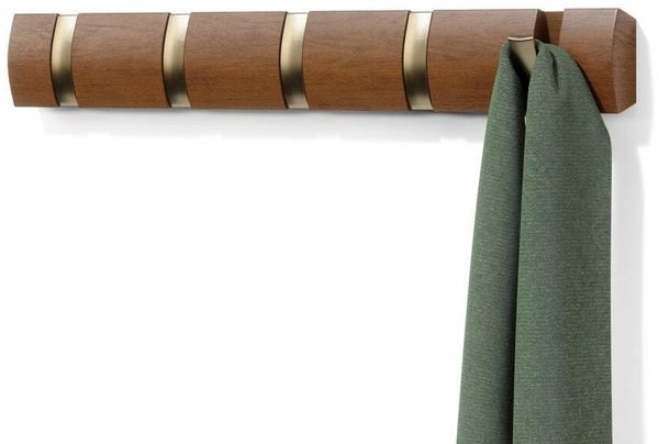 318850-1227 - FLIP 5 Wandhaken, walnuss/gold